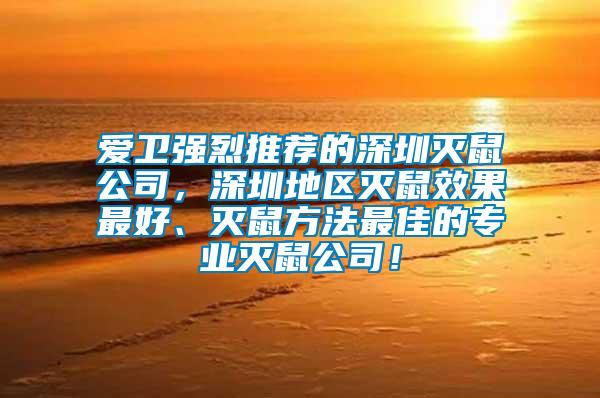 愛衛強烈推薦的深圳滅鼠公司，深圳地區滅鼠效果最好、滅鼠方法最佳的專業滅鼠公司！