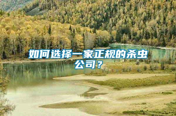 如何選擇一家正規的殺蟲公司？