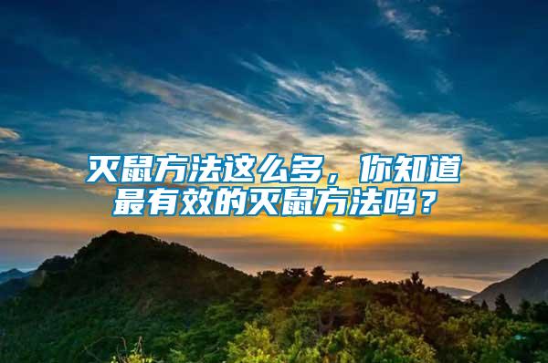 滅鼠方法這么多，你知道最有效的滅鼠方法嗎？