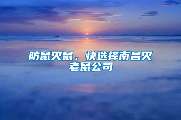 防鼠滅鼠,快選擇南昌滅老鼠公司